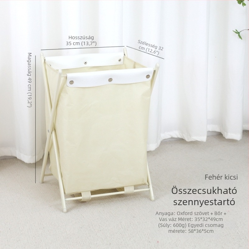 Összecsukható textilkosár mosáshoz, megerősített kovácsoltvas vázzal, kollégiumokba és fürdőszobába