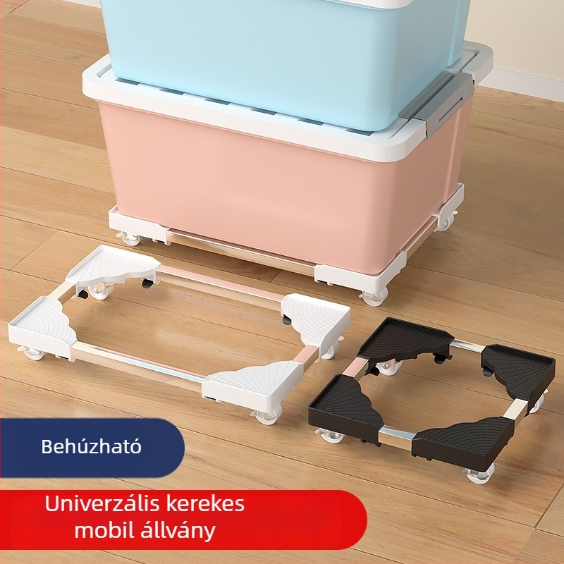 Kivehető tároló doboz alapja univerzális kerekekkel, állítható tálca-állvány