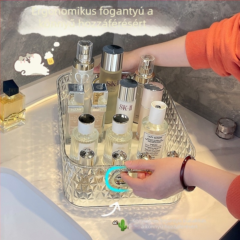 Könnyű luxus kozmetikai tároló doboz - asztali rendező rúzsokhoz, bőrápoláshoz és maszkokhoz