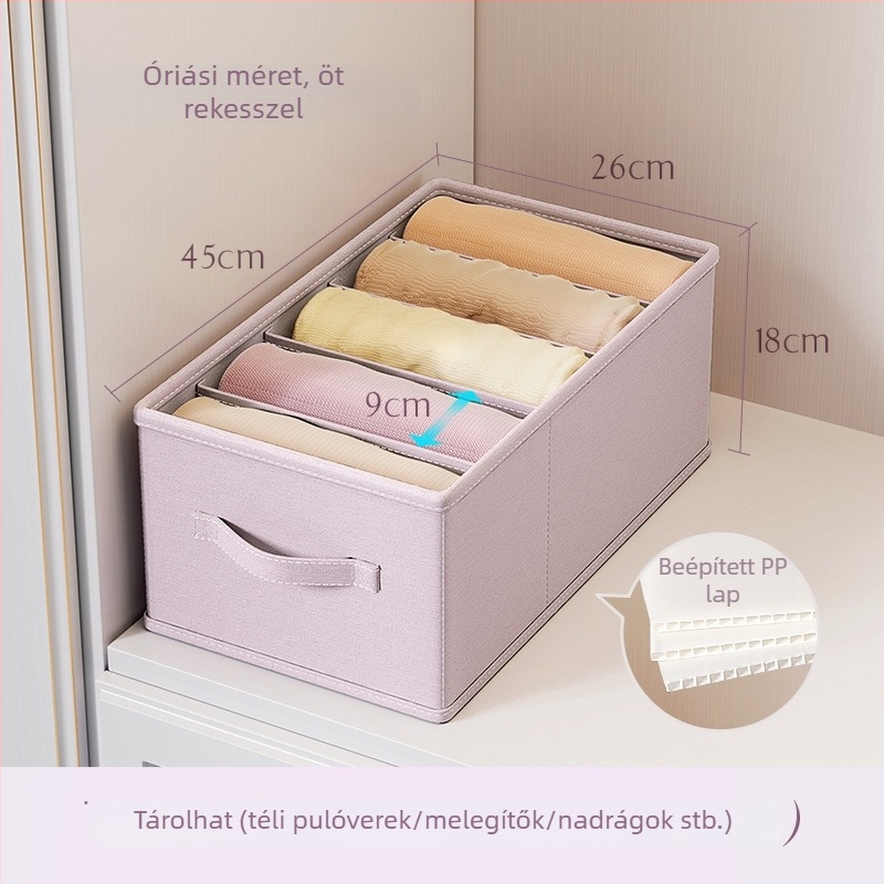 Összecsukható textil ruhatároló doboz osztott rekeszekkel, fiókos gardrób szervező, 24 L