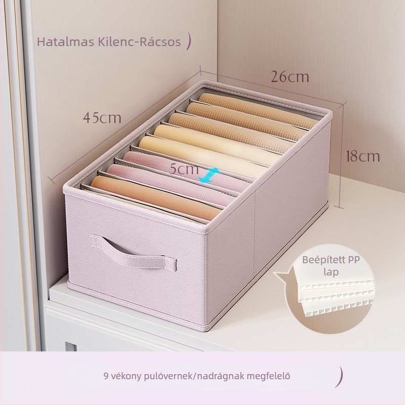 Összecsukható textil ruhatároló doboz osztott rekeszekkel, fiókos gardrób szervező, 24 L