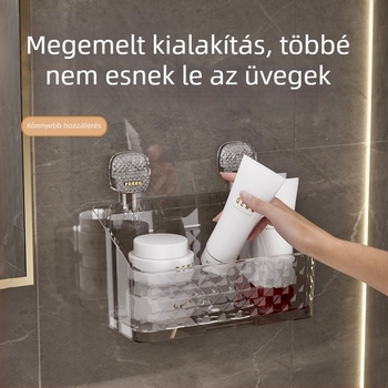 Fürdőszobai falra szerelhető vákuumos tároló, fúrás nélkül, fogkefék és poharak számára