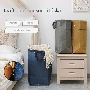Biológiailagil lebomló mosható Kraft papír tároló táska és mosókosár – rendezéshez hálószobába, ruhákhoz és játékokhoz