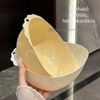 Többfunkciós vízleeresztő kosár rizs és zöldségek mosására, gyümölcs- és zöldség tároló, konyhai öblítő tál