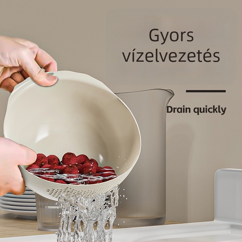 Többfunkciós vízleeresztő kosár rizs és zöldségek mosására, gyümölcs- és zöldség tároló, konyhai öblítő tál