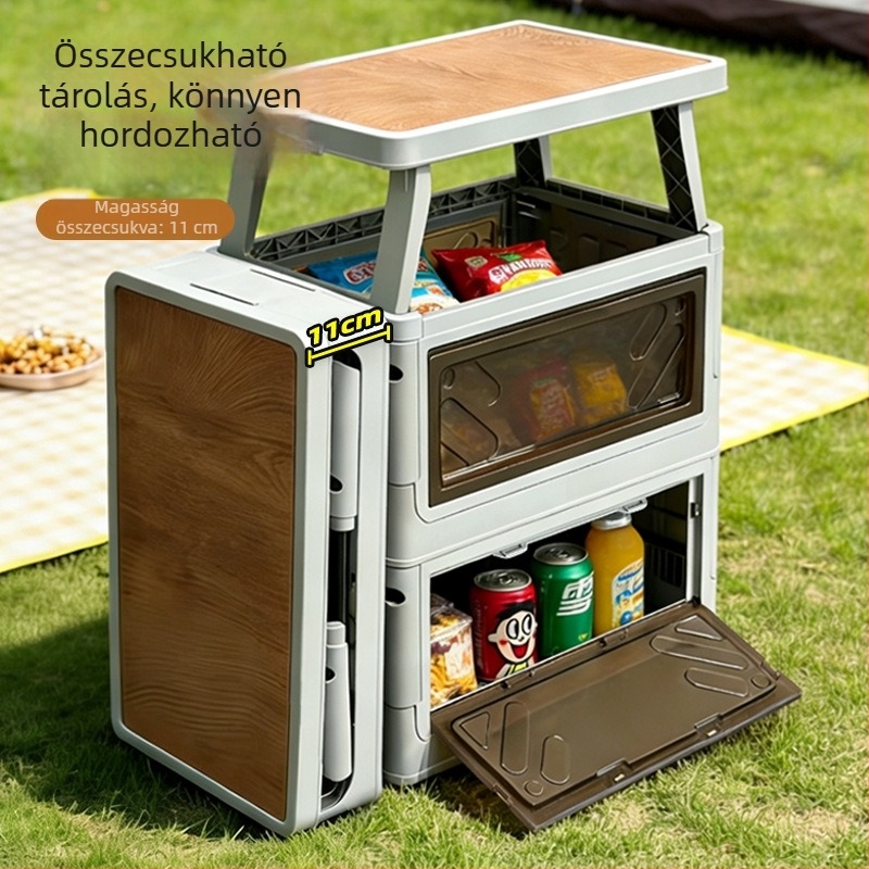 Kemping tároló doboz autóba szerelhető, többfunkciós, összecsukható, nagy kapacitású (40–50 L)