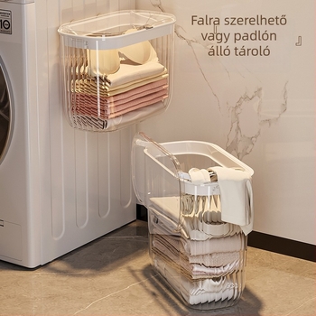 Fedeles falra szerelhető ruháskosár a fürdőszobába, átlátszó
