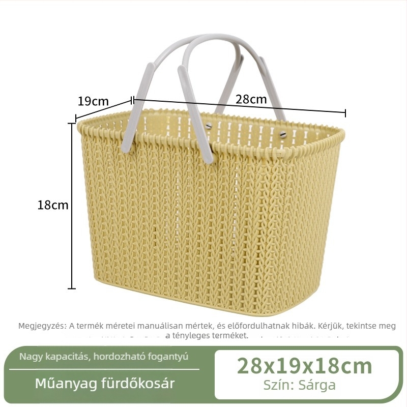 Fürdőkosár műanyagból, rattan-immitációval – tároló kozmetikumokhoz
