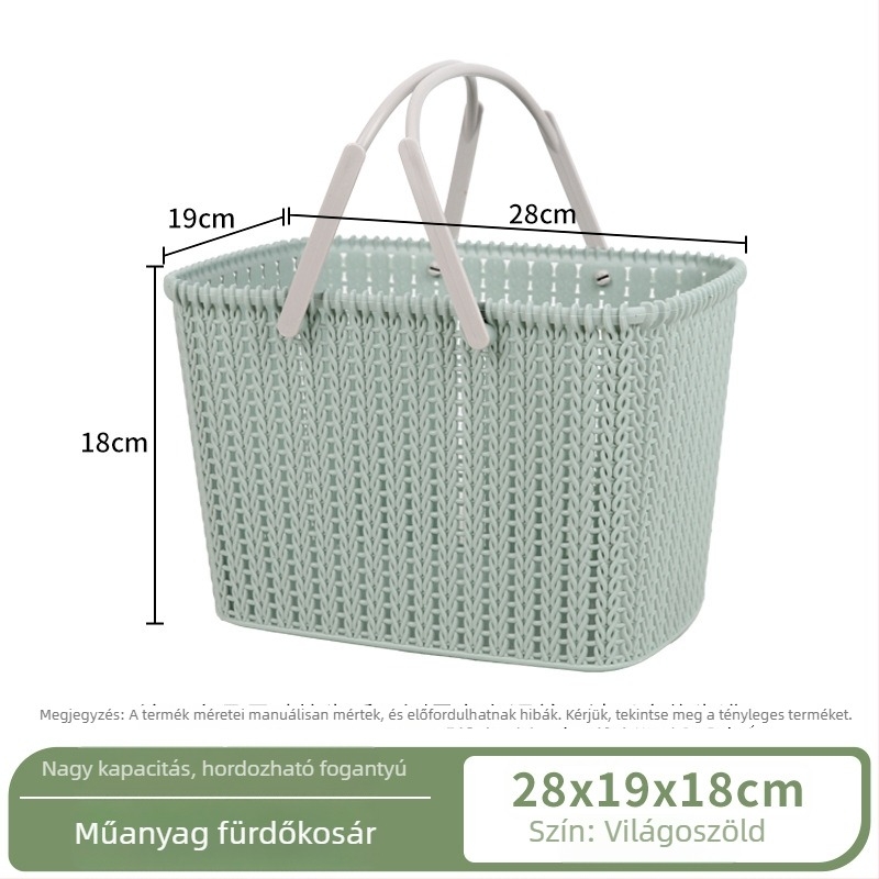 Fürdőkosár műanyagból, rattan-immitációval – tároló kozmetikumokhoz