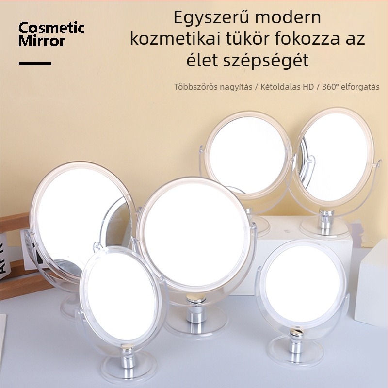 Yanchen Asztali kétoldalas sminktükör, átlátszó műanyag kerettel, ovális nagyító tükör, kollégiumi szobába