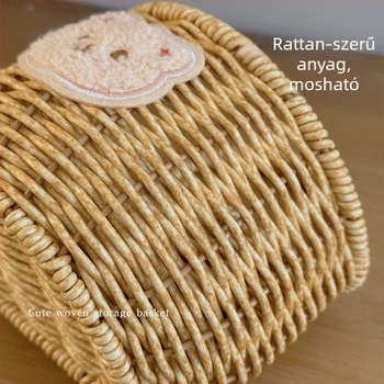Aranyos, kis kosár ratánhatású fonással, falra szerelhető tároló kosár, többfunkciós konyhai tároló