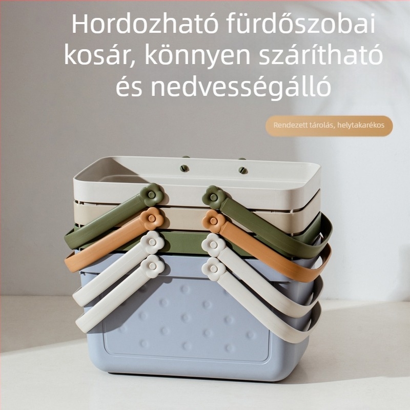 Hordozható fürdőkosár diákoknak száraz–nedves elválasztással