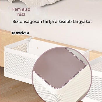 Kollégiumi ágy melletti tároló állvány függő kosárral