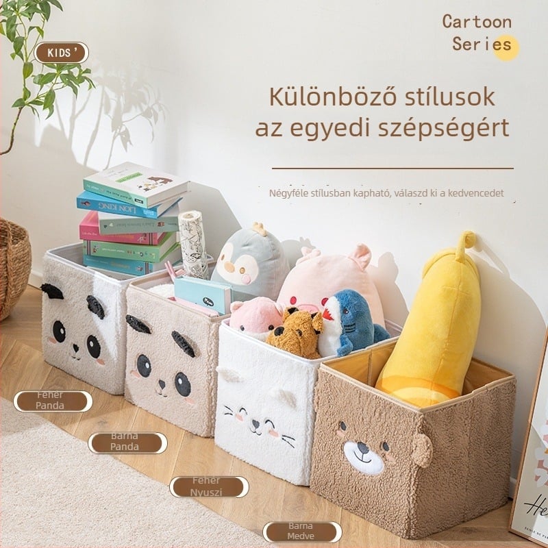 Multifunkcionális, összecsukható, aranyos korall plüss gyerekjátékainak tároló doboza, fehérnemű tároló táska, extrán nagy tárolókosár