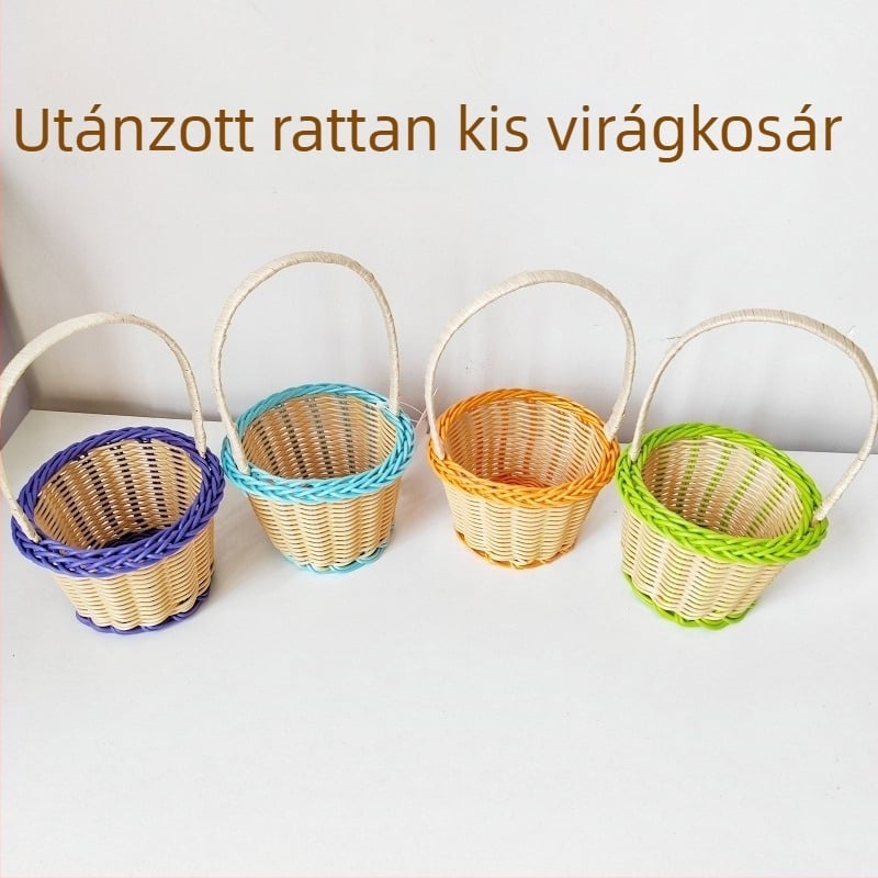 Új stílusú, hordozható kozmetikai tárolókosár rotánhatású mintával és aranyos kis szörny motívummal