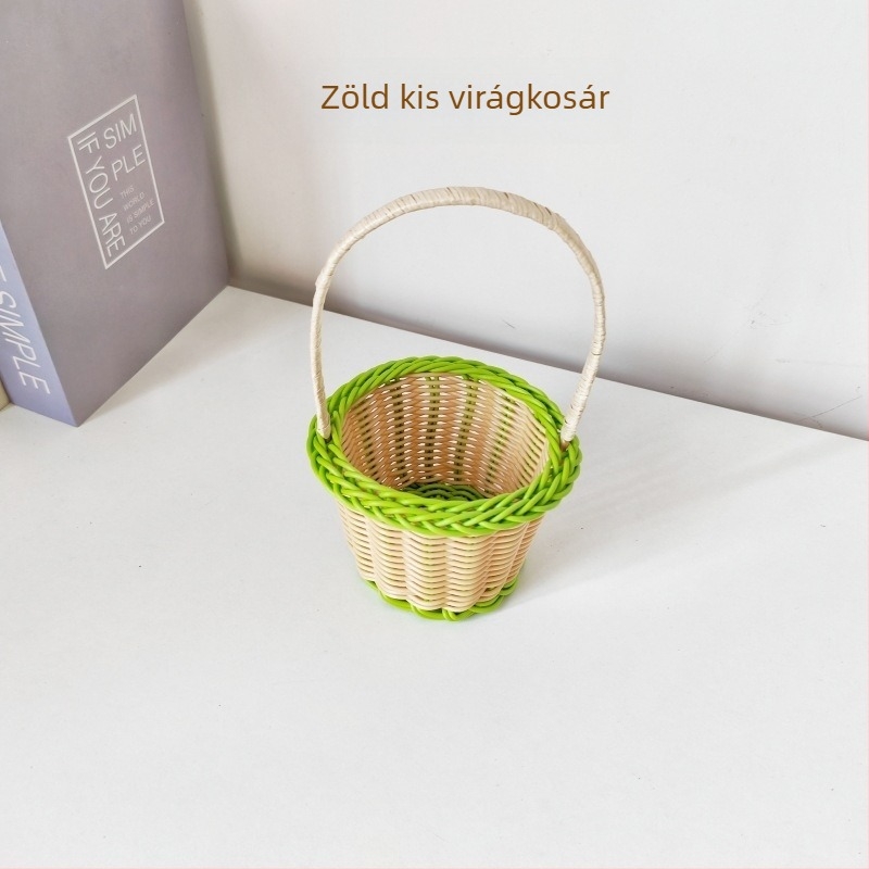 Új stílusú, hordozható kozmetikai tárolókosár rotánhatású mintával és aranyos kis szörny motívummal