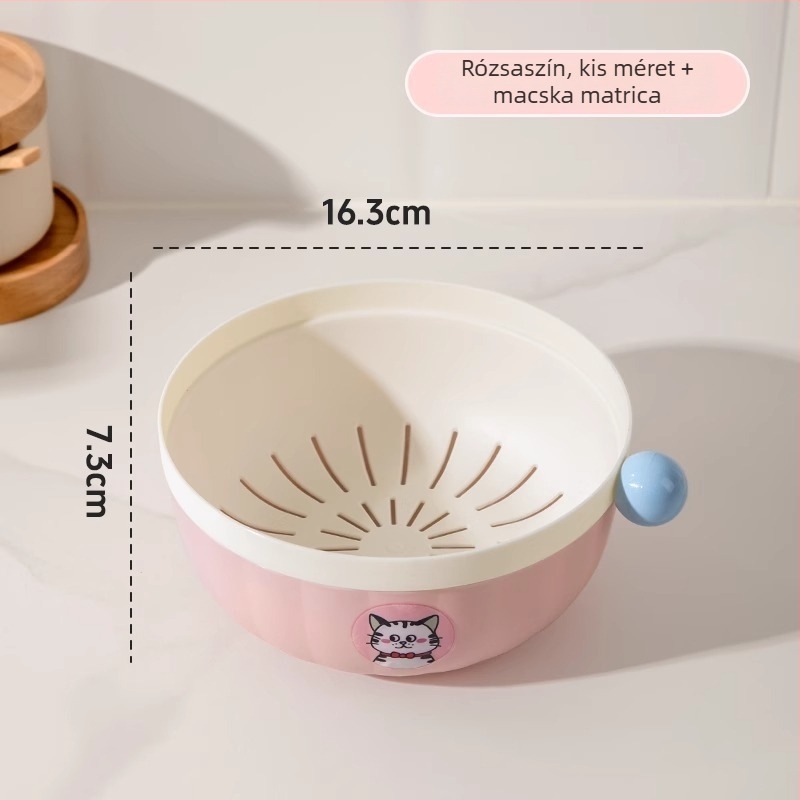 Kétszintes leeresztő kosár fogantyúval – zöldségek mosásához és gyümölcsök tárolásához a konyhában