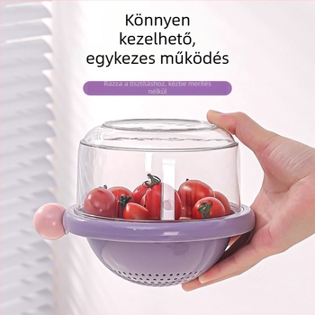 Kétszintes gyümölcsmosó és leeresztő kosár, háztartási gyümölcskosár, elegáns nappali kiegészítő