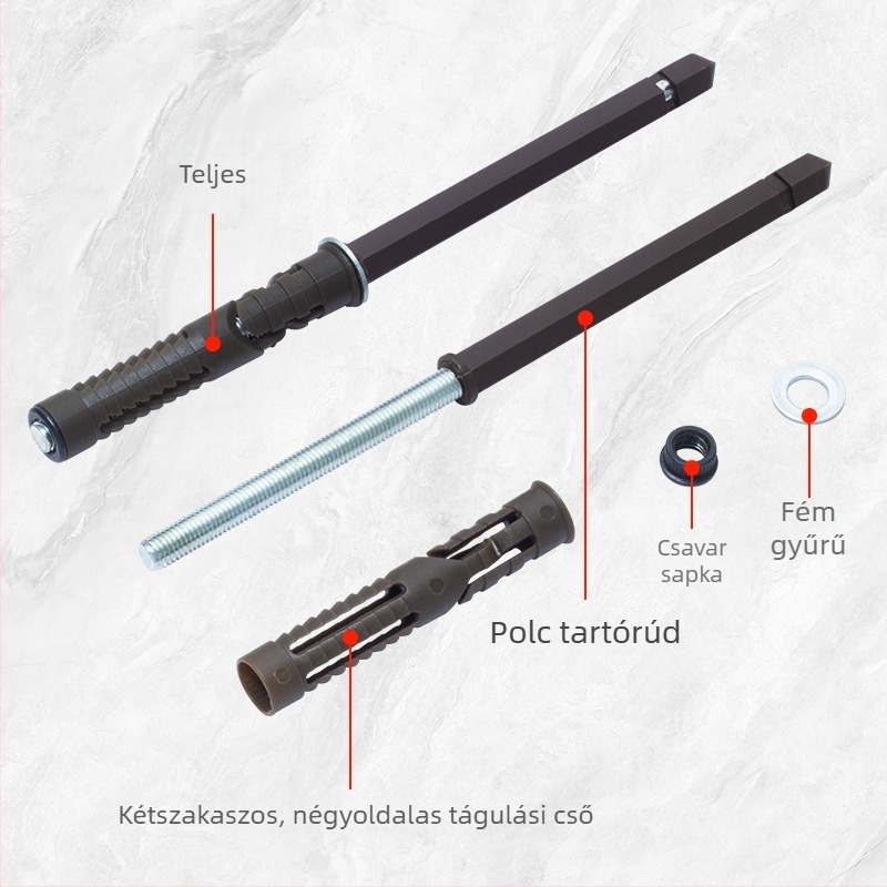 Rejtett falra szerelhető polctartó expanziós csavarokkal és hosszú csapokkal