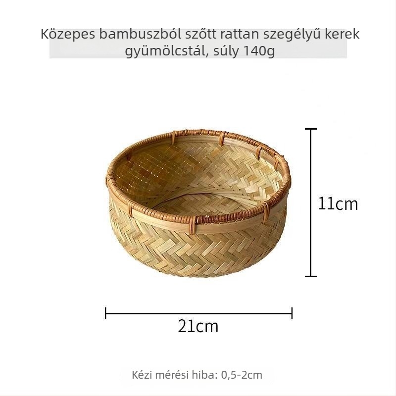 Bambuszfonott tárolókosár tojásokhoz, gyümölcsökhöz és zöldségekhez — modern minimalista konyhai rendező