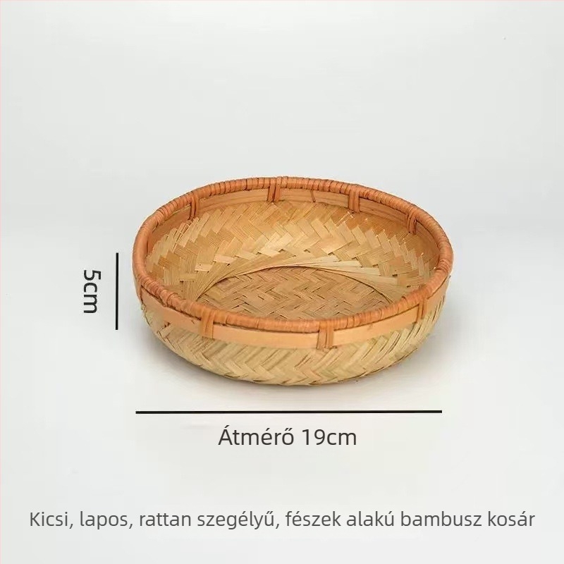 Bambuszfonott tárolókosár tojásokhoz, gyümölcsökhöz és zöldségekhez — modern minimalista konyhai rendező