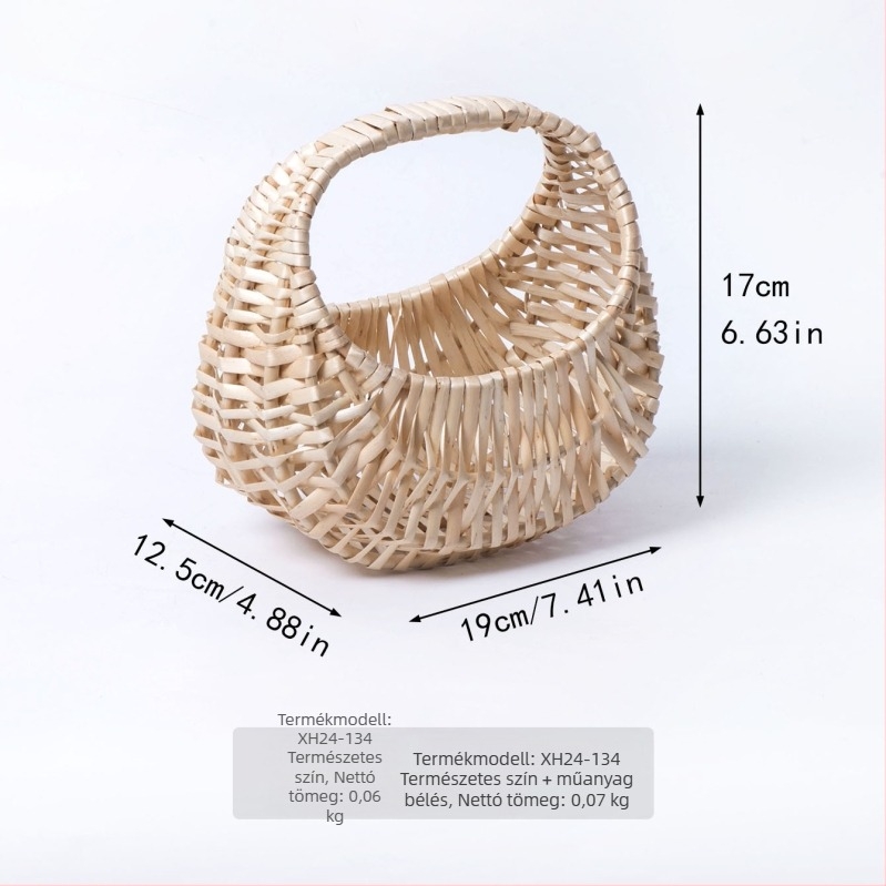 Rattanból készült virágkosár, DIY, kézzel készített, piknikhez, tároláshoz és fotózási kellékek