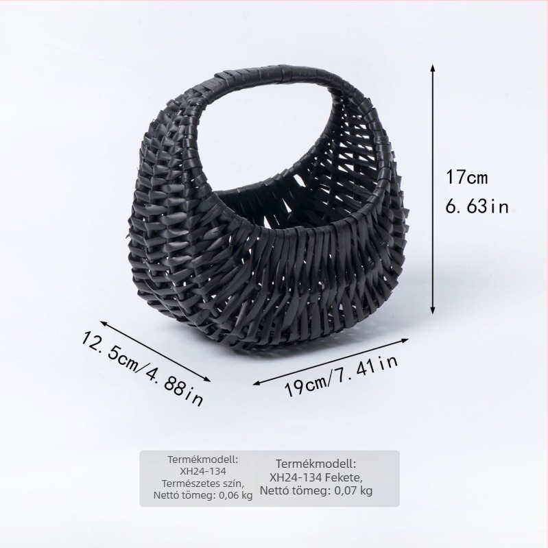 Rattanból készült virágkosár, DIY, kézzel készített, piknikhez, tároláshoz és fotózási kellékek
