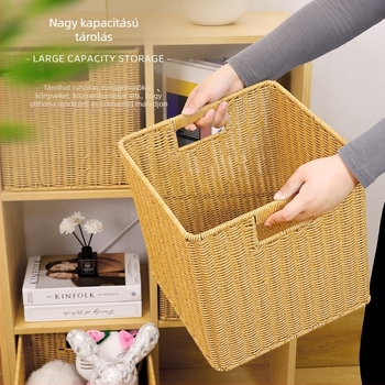 Mesterséges rattan négyszögletes tárolókosár