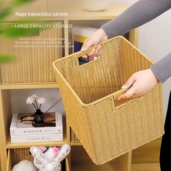 Mesterséges rattan négyszögletes tárolókosár