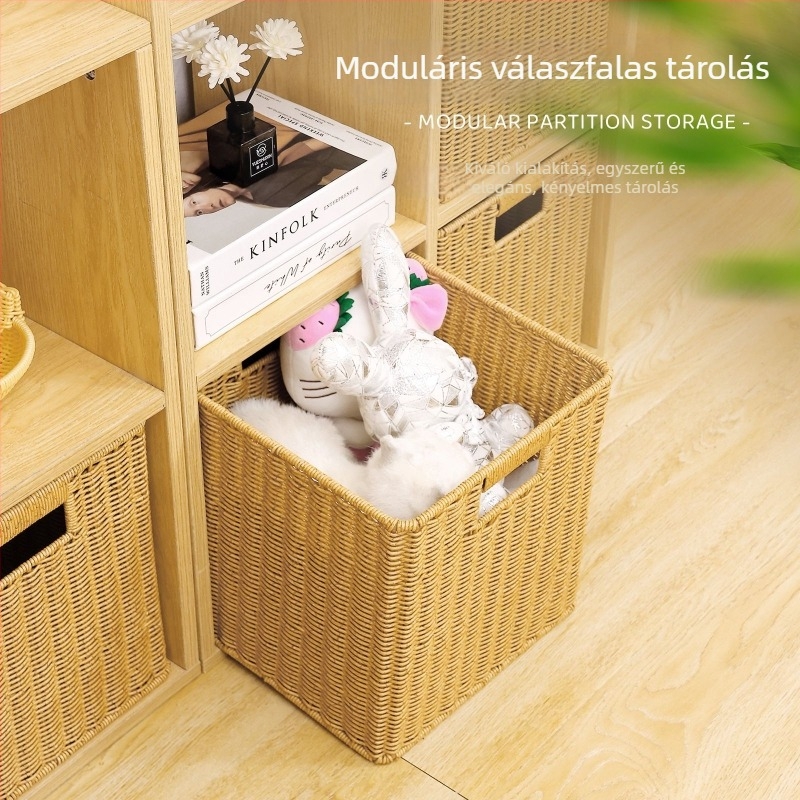 Mesterséges rattan négyszögletes tárolókosár