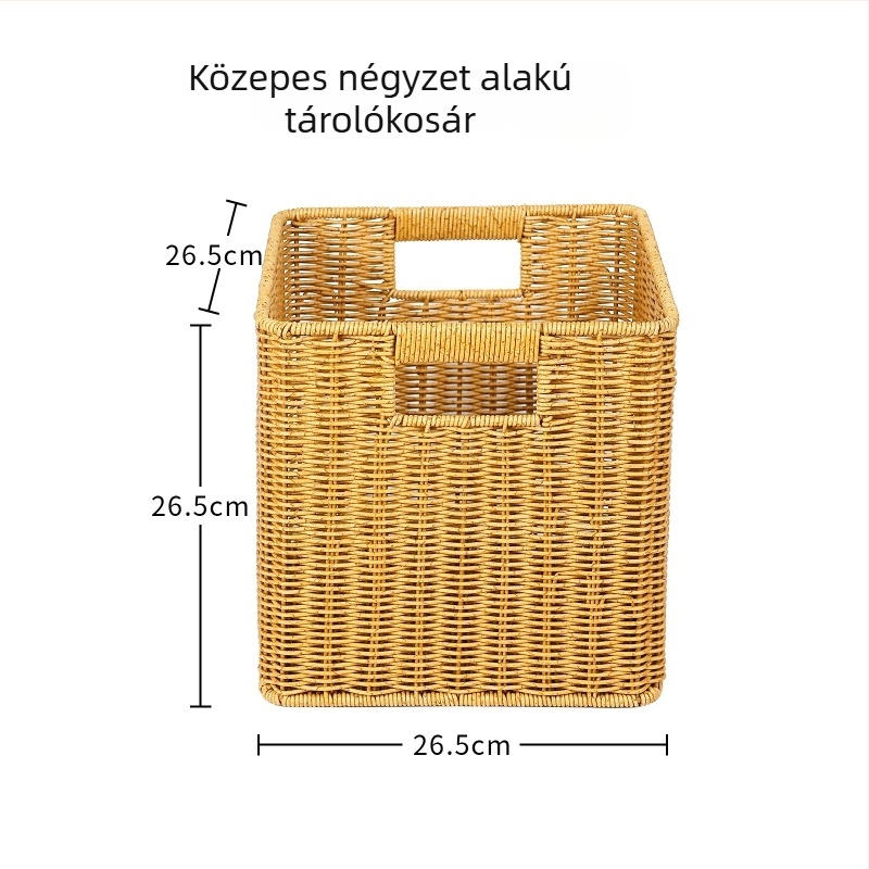 Mesterséges rattan négyszögletes tárolókosár