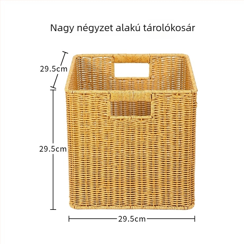 Mesterséges rattan négyszögletes tárolókosár