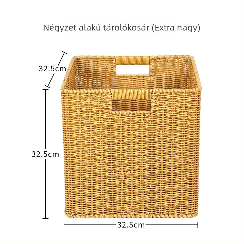 Mesterséges rattan négyszögletes tárolókosár