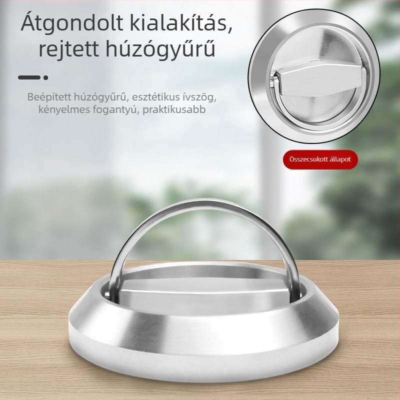 304 rozsdamentes acél kör alakú fogantyú, lyukasztás nélkül, rejtett hajtogatható kialakítású ajtókhoz és szekrényekhez
