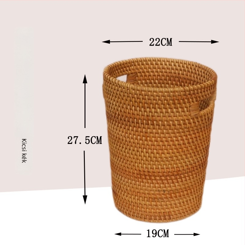 Nagy rattan tárolókosár kaligrafiához és festészethez, kerek papírkosár és tekercs-tároló hordó