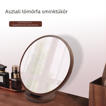 Masszív fa sminktükör asztali használatra – nagy retro stílusú sminktükör otthonra és irodába, hordozható