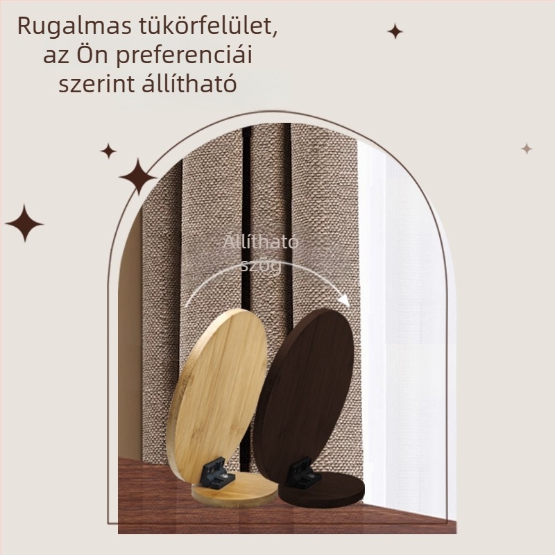 Masszív fa sminktükör asztali használatra – nagy retro stílusú sminktükör otthonra és irodába, hordozható