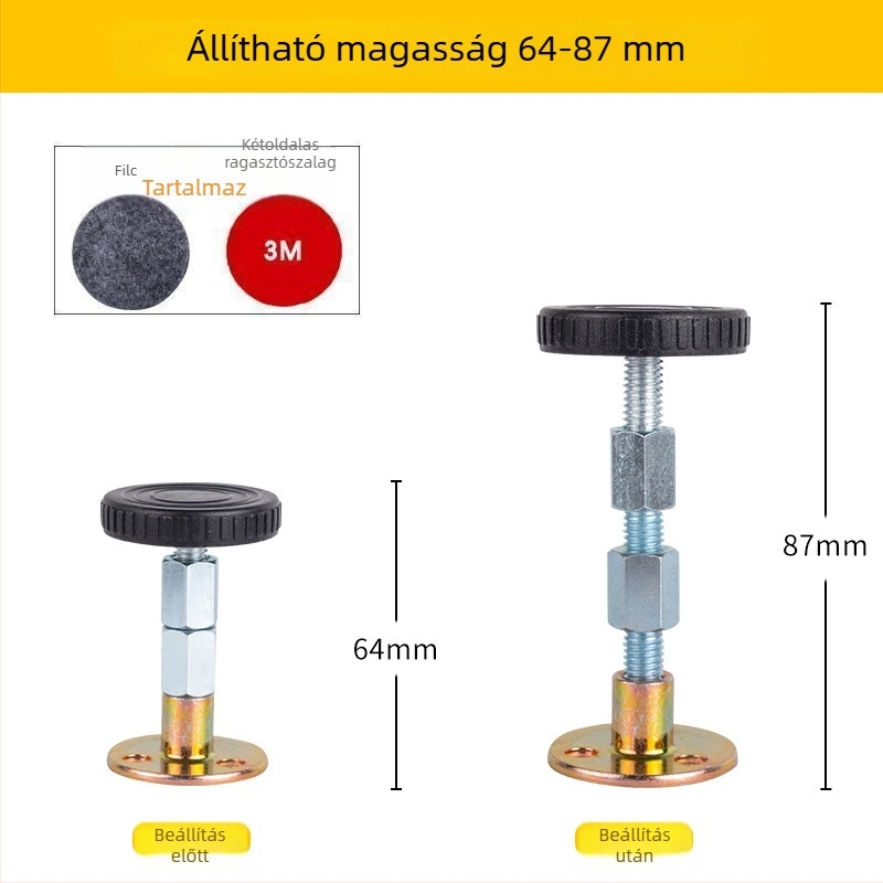 Ágy melletti stabilizátor állítható alátéttel, ütközés- és rezgéscsillapító, csendes működés