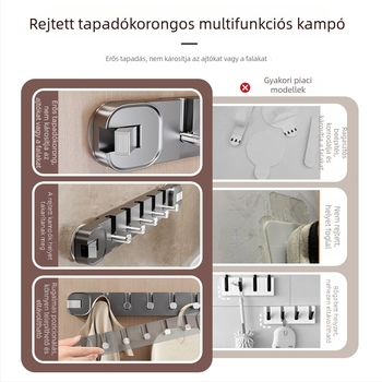 Ajtóra szerelhető ruhafogas szívócsészével, tárolásra, erős, nyom nélkül, előszobai használatra
