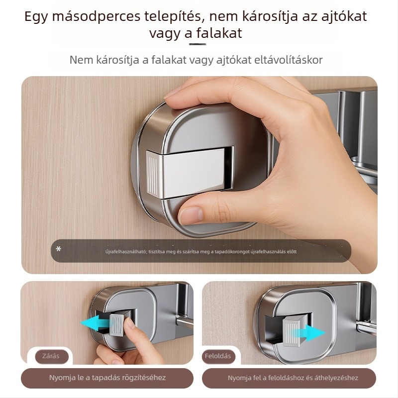 Ajtóra szerelhető ruhafogas szívócsészével, tárolásra, erős, nyom nélkül, előszobai használatra