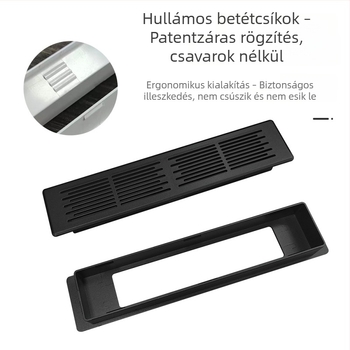 Műanyag, kétoldalas szellőző háló panel szekrényajtóhoz, téglalap alakú, szellőzőnyílásokkal, dekoratív fedél