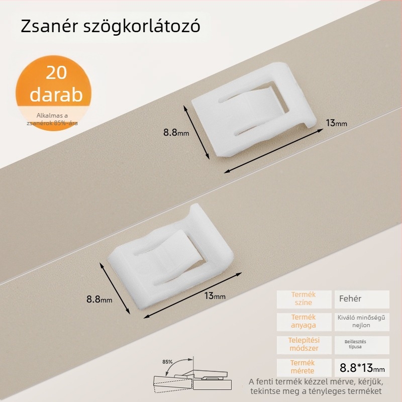 Szekrényajtó csukló korlátozó, ütközésgátló buffer, 90° nyitás