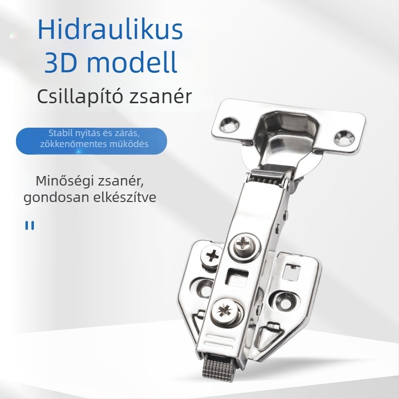 Hidraulikus 3D csillapító zsanér ruhásszekrényhez, állítható, vastagított, csendes, oldalsó szerelésű