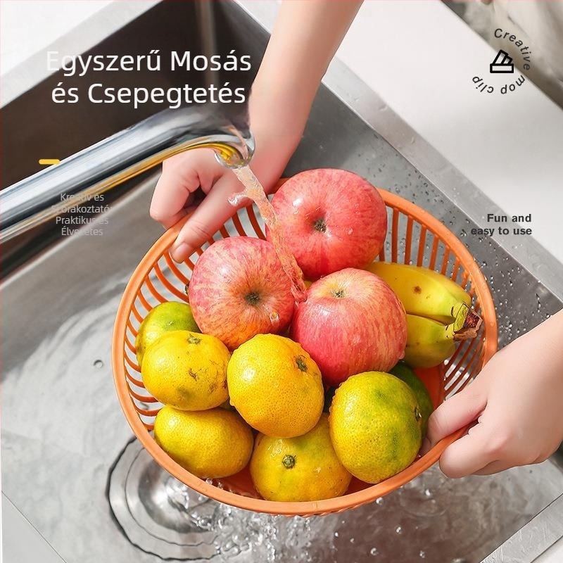 Műanyag üreges gyümölcskosár mosáshoz, konyhai gyümölcs- és zöldségkosár, kreatív dizájn