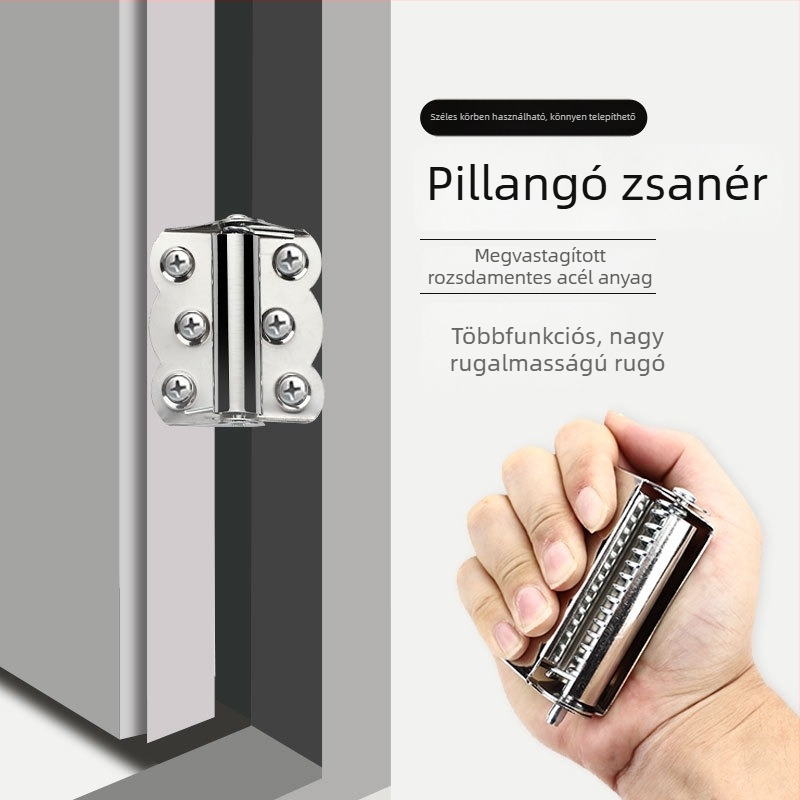 Rozsdamentes acél pillangózsanér, szúnyoghálós ajtókhoz és ablakokhoz, automatikus zárás
