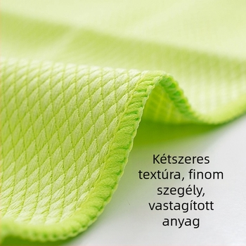 Hal pikkelyes mikroszálas üvegtisztító kendő, vastagított, méretes, szöszmentes, konyhai és szállodai tisztításra