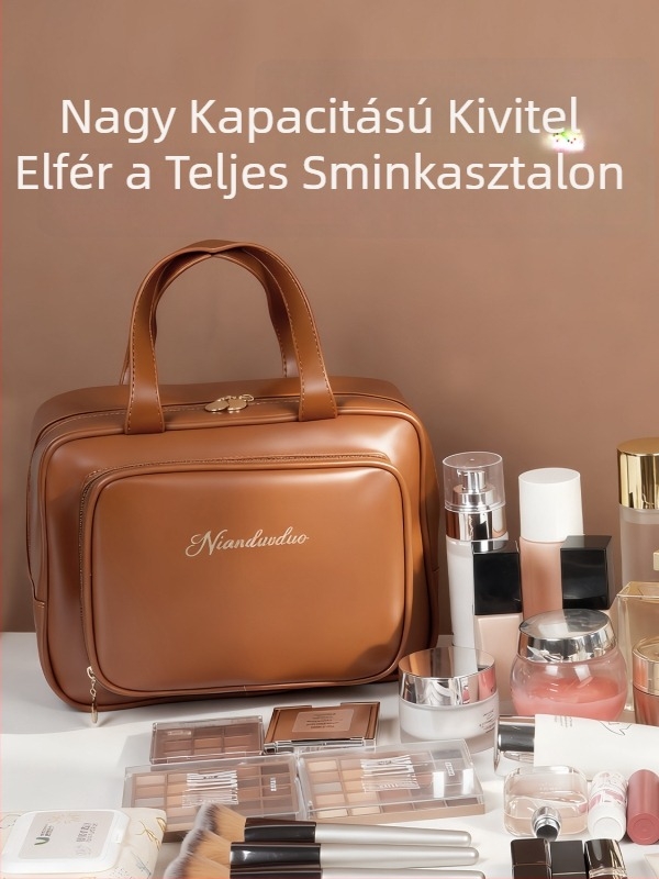 Könnyű luxus utazási kozmetikai táska kefékhez és kellékekhez, vízálló, nagy kapacitású, hordozható