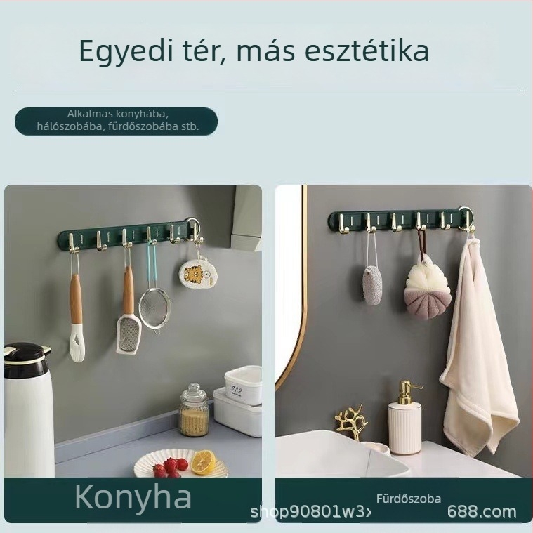Nagy teherbírású ragasztós falikampók, fúrás nélkül, fürdőszobába, nyom nélkül az ajtó mögött, ruháknak