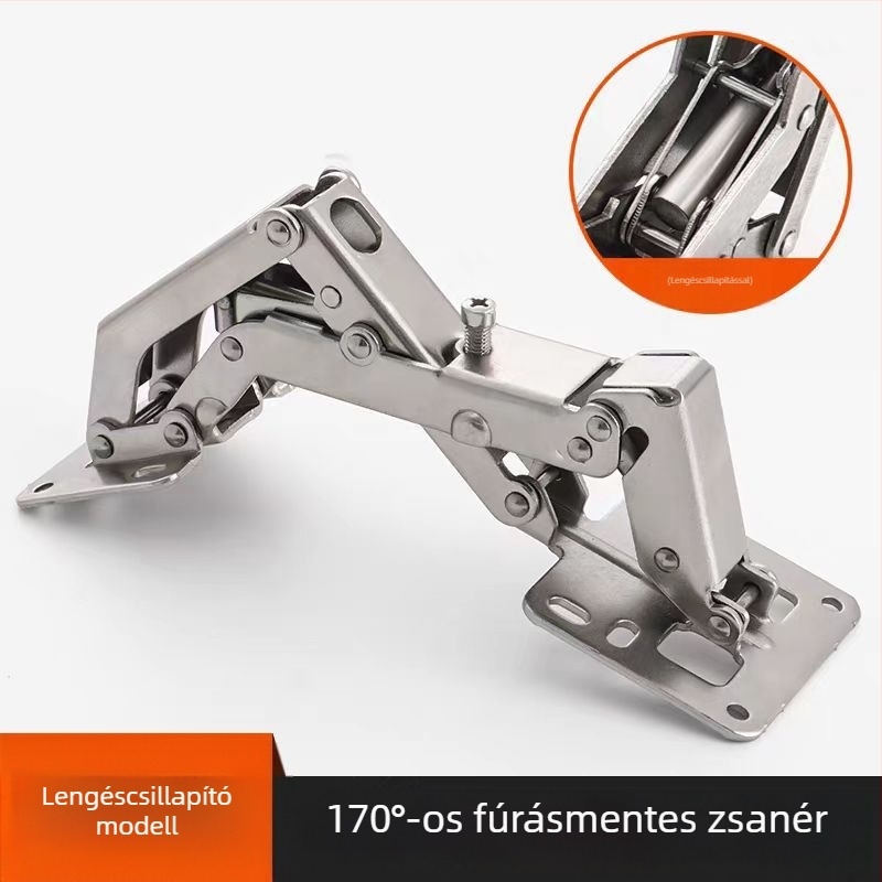 175 nehéz teherbírású ajtó- és ablakzsanér rugóval, furat nélküli szerelés, hidraulikus hajtó-zsanér nagy szögű működéshez, 40 cm-es ajtólap