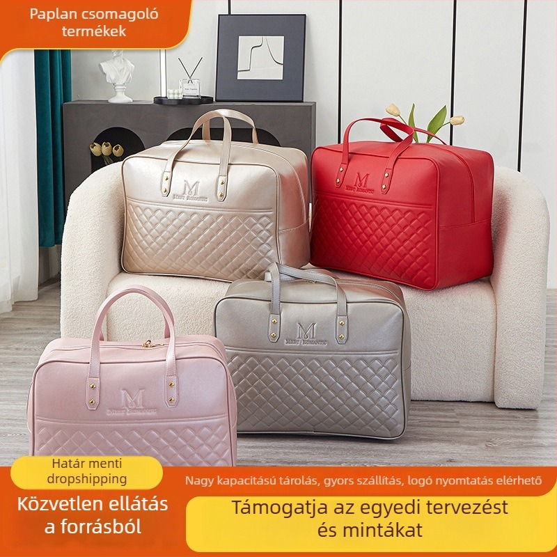 Bőr kézitáska-stílusú takaró- és ágyneműtároló táska, nagy kapacitású, hálószobai tároláshoz, modern minimalista dizájn